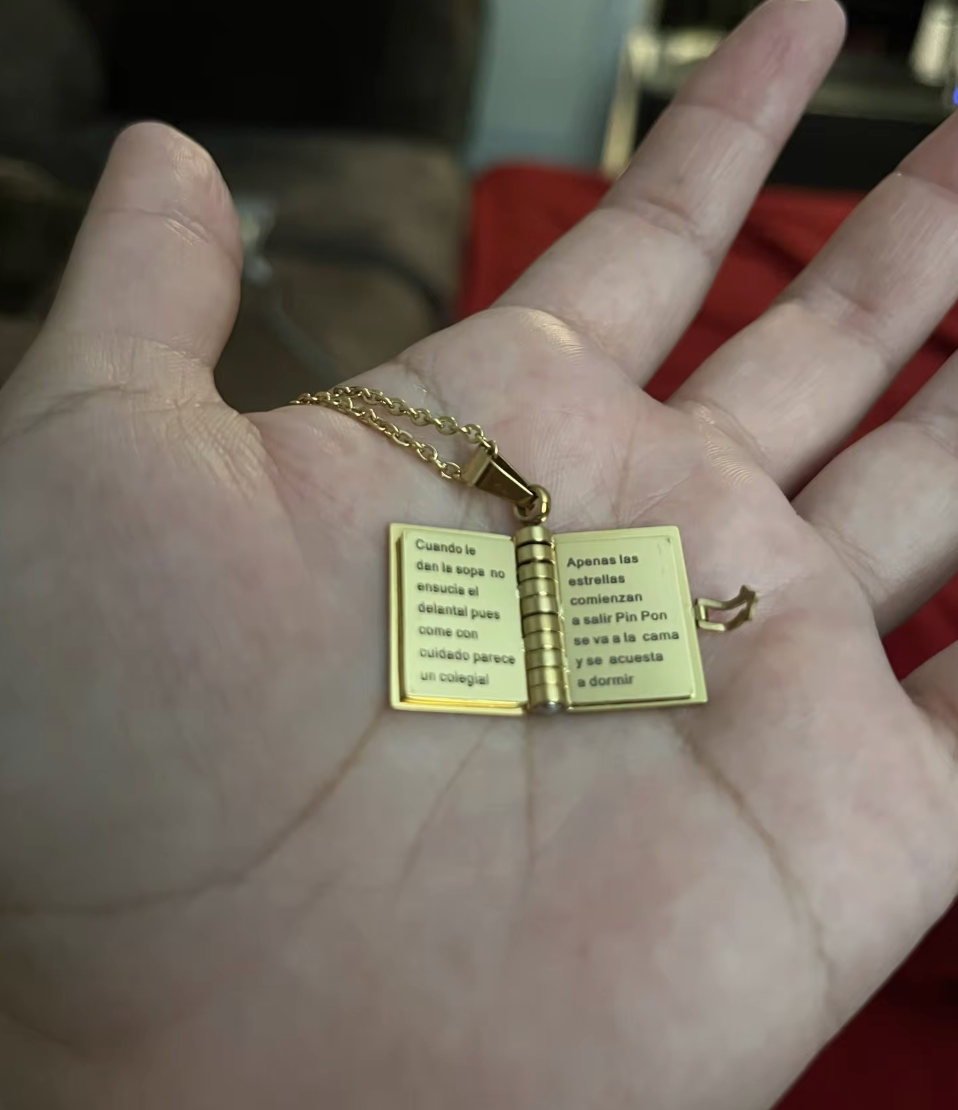 Book Locket Necklace - Open Book Pendant Necklace For Book Lovers, Teachers, Readers (Gold/Silver)